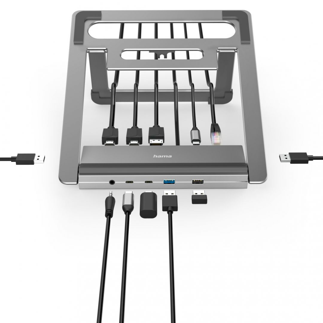 Hama USB 3.2 GEN2 TYPE-C 12IN1 Docking Statin Grey