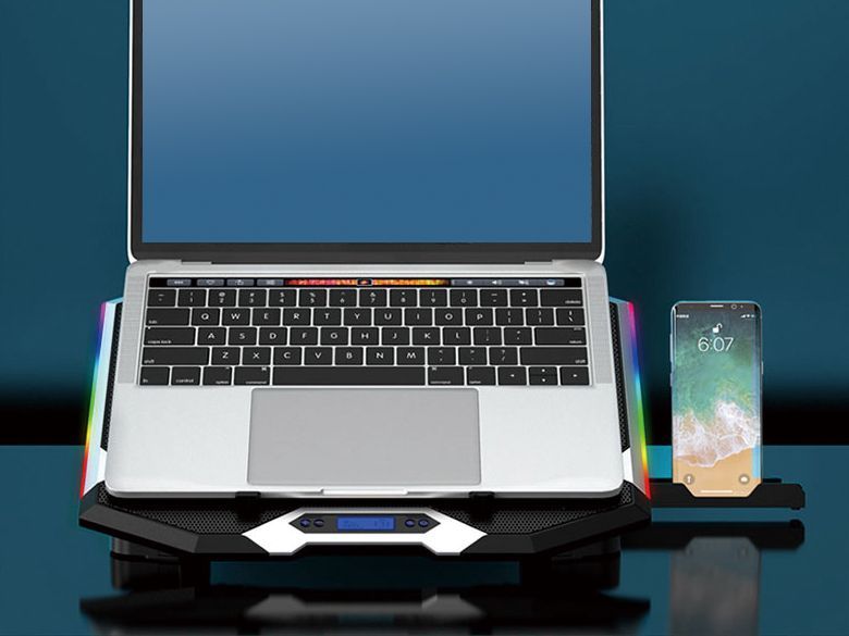 Conceptronic  THYIA01B ERGO RGB 6 ventilátoros gamer laptop hűtőpad mobiltartóval