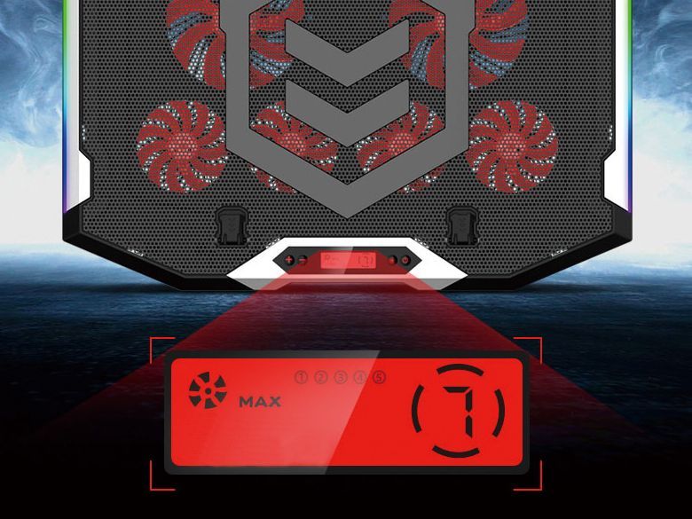 Conceptronic  THYIA01B ERGO RGB 6 ventilátoros gamer laptop hűtőpad mobiltartóval