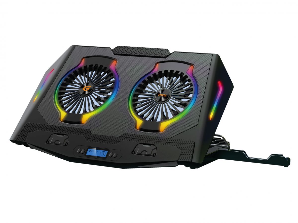Conceptronic  THYIA02B ERGO RGB 2 ventilátoros gamer laptop hűtőpad mobiltartóval