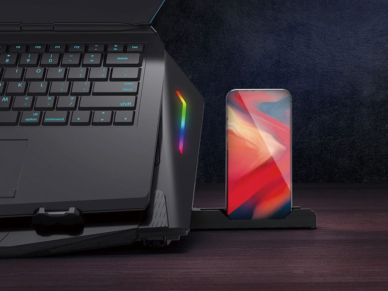 Conceptronic  THYIA02B ERGO RGB 2 ventilátoros gamer laptop hűtőpad mobiltartóval