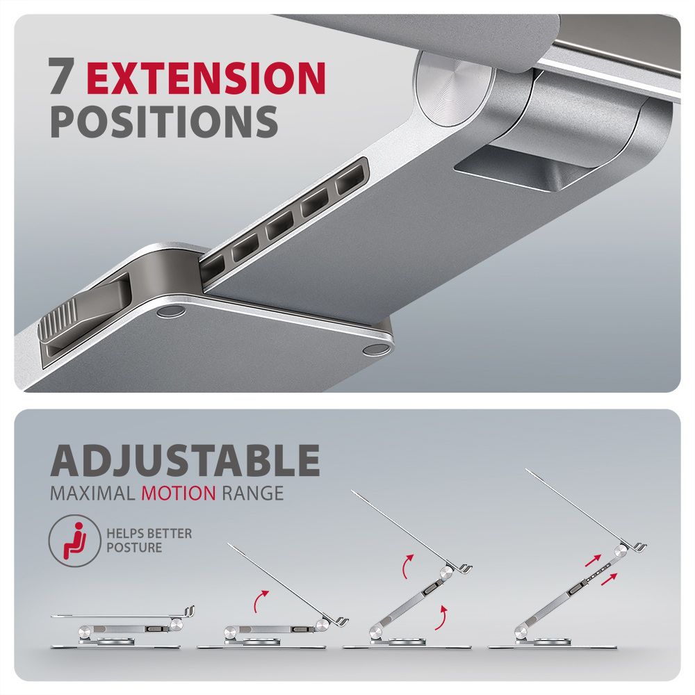 AXAGON STND-LR Alumínium állvány 360°-os forgatással 17,3