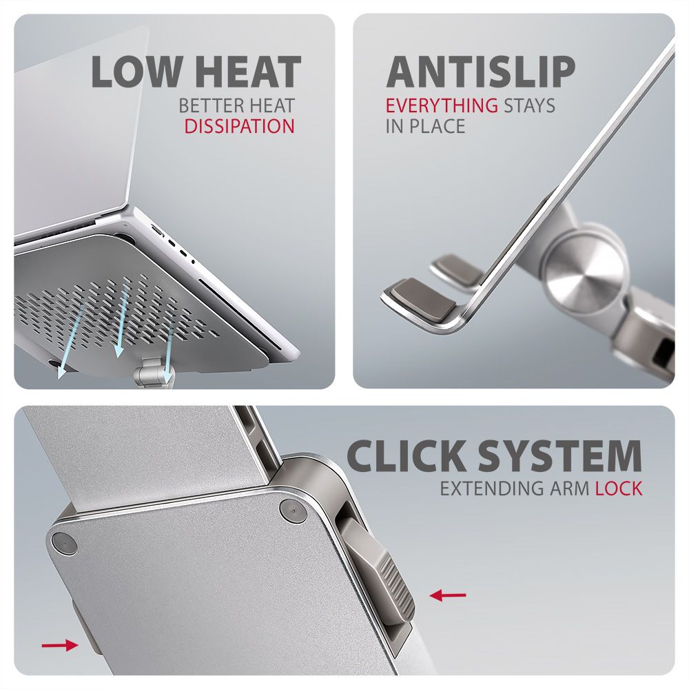 AXAGON STND-LR Alumínium állvány 360°-os forgatással 17,3