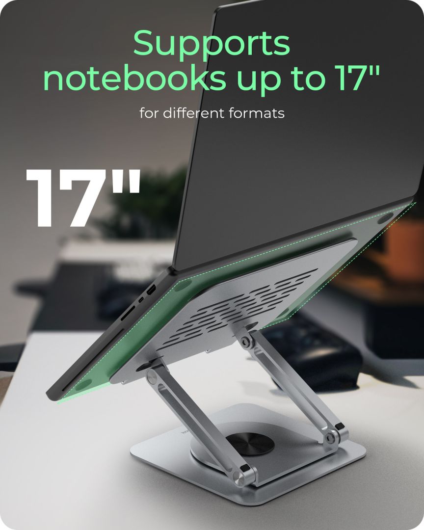 Raidsonic IcyBox IB-NH300-R Height adjustable & rotatble notebook stand for notebooks up to 17