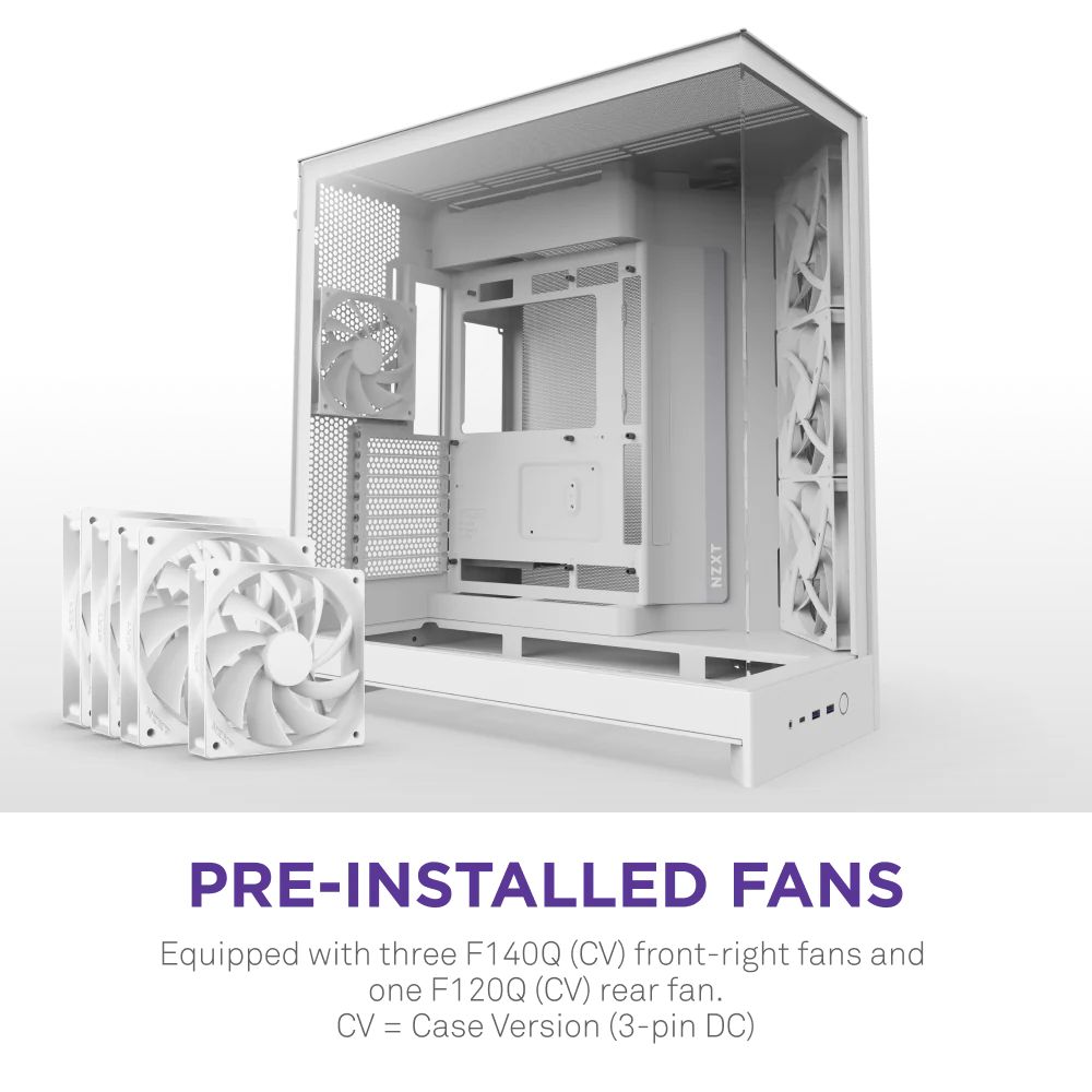 NZXT H9 Flow (2025) Tempered Glass White