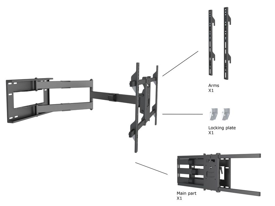 Multibrackets M Universal Long Reach Arm 1010mm HD Single 42-75