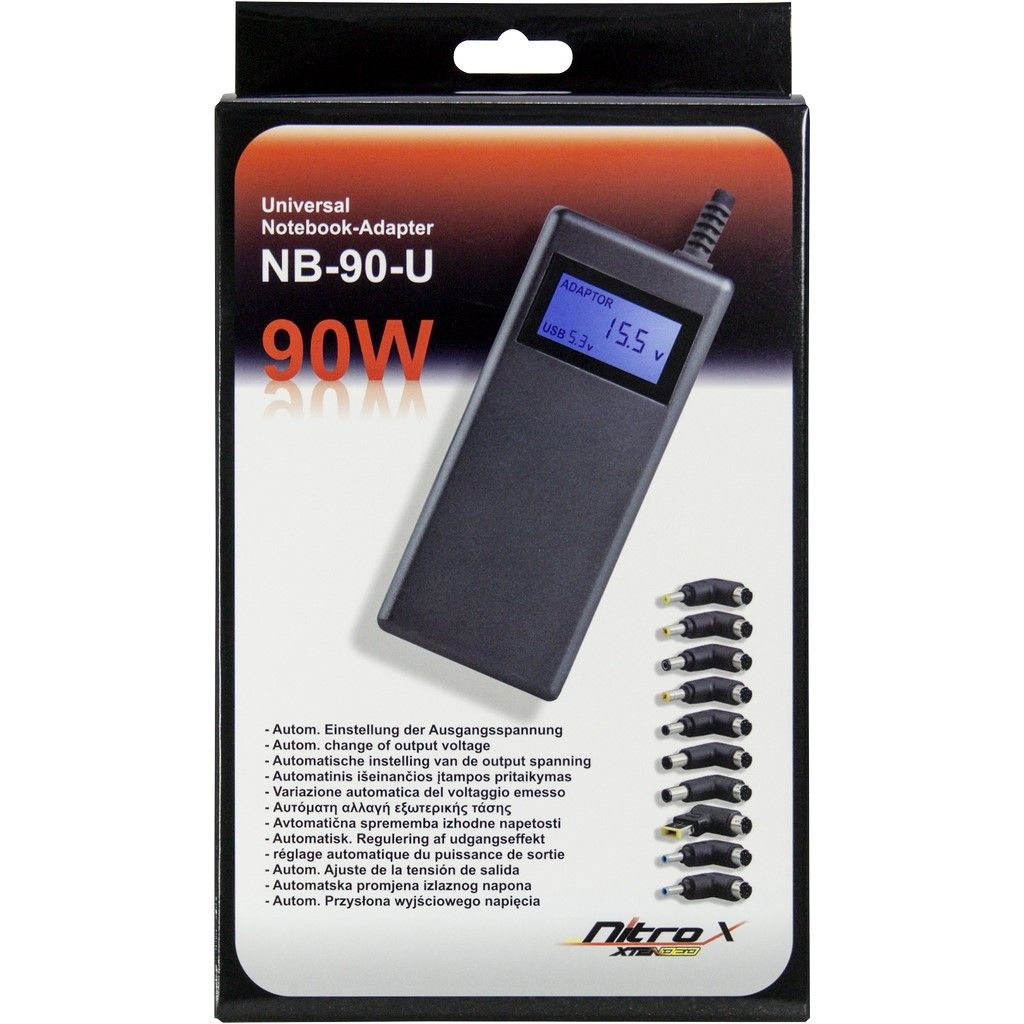 Inter-Tech Nitrox NB-90U REV.2.0 12-22V / 5A 90W univerzális hálózati notebook töltő