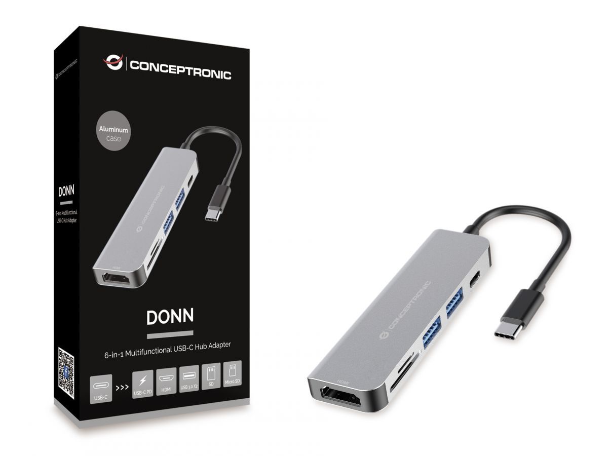 Conceptronic  DONN02G 6in1 USB3.2 Gen 1 Docking Station Grey