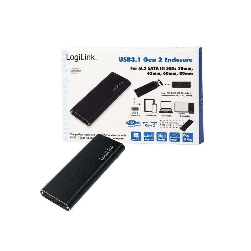 Logilink External HDD enclosure M.2 SATA USB 3.1 Gen2