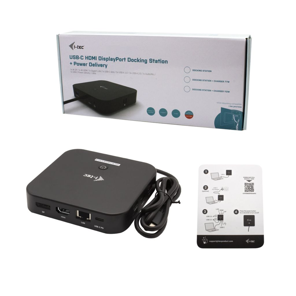 I-TEC USB-C HDMI DP Docking Station with Power Delivery 100 W