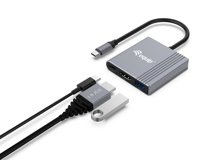 EQuip 133488 3in1 USB-C to HDMI/USB-A/USB PD Adapter