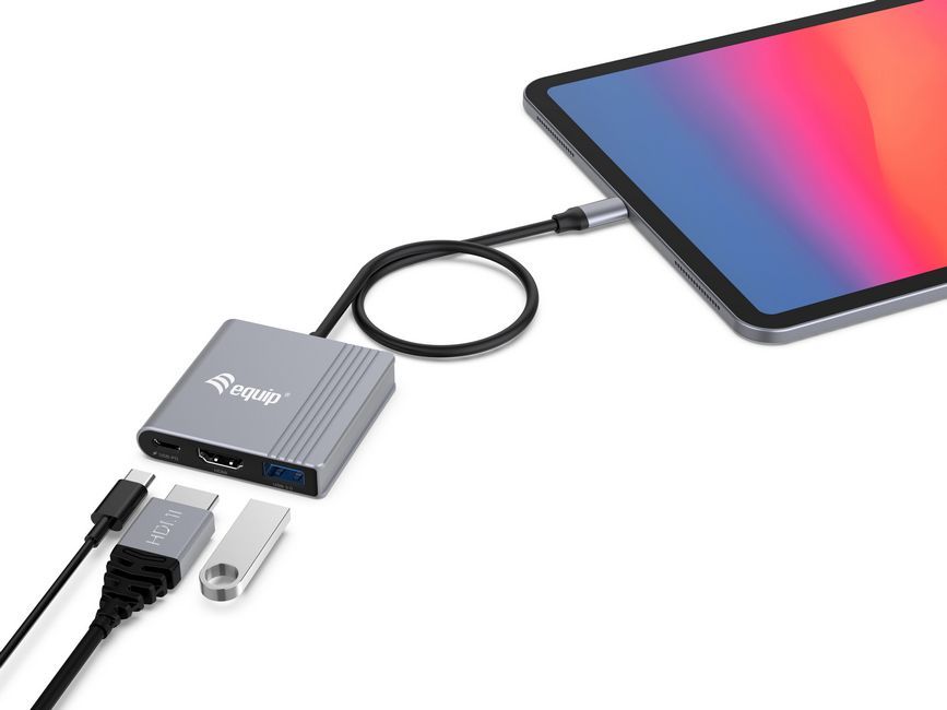 EQuip 133488 3in1 USB-C to HDMI/USB-A/USB PD Adapter
