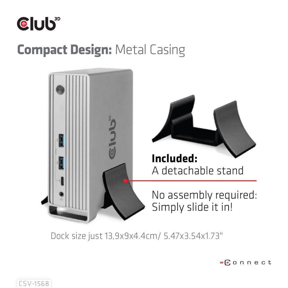 Club3D USB Gen2 Type-C Triple Display DP 1.4 Alt mode Smart PD Charging Dock with 120 Watt PSU