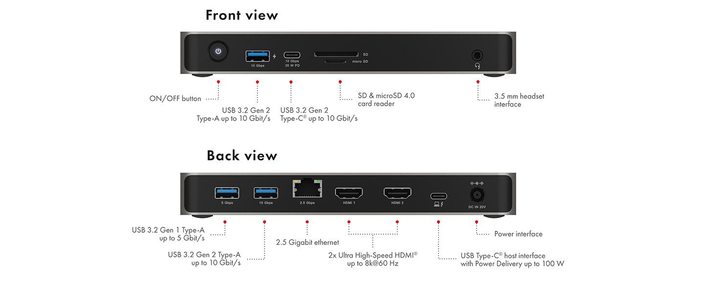 Raidsonic IcyBox IB-DK2880-C41 10-in-1 USB4 Type-C DockingStation with dual video output Grey