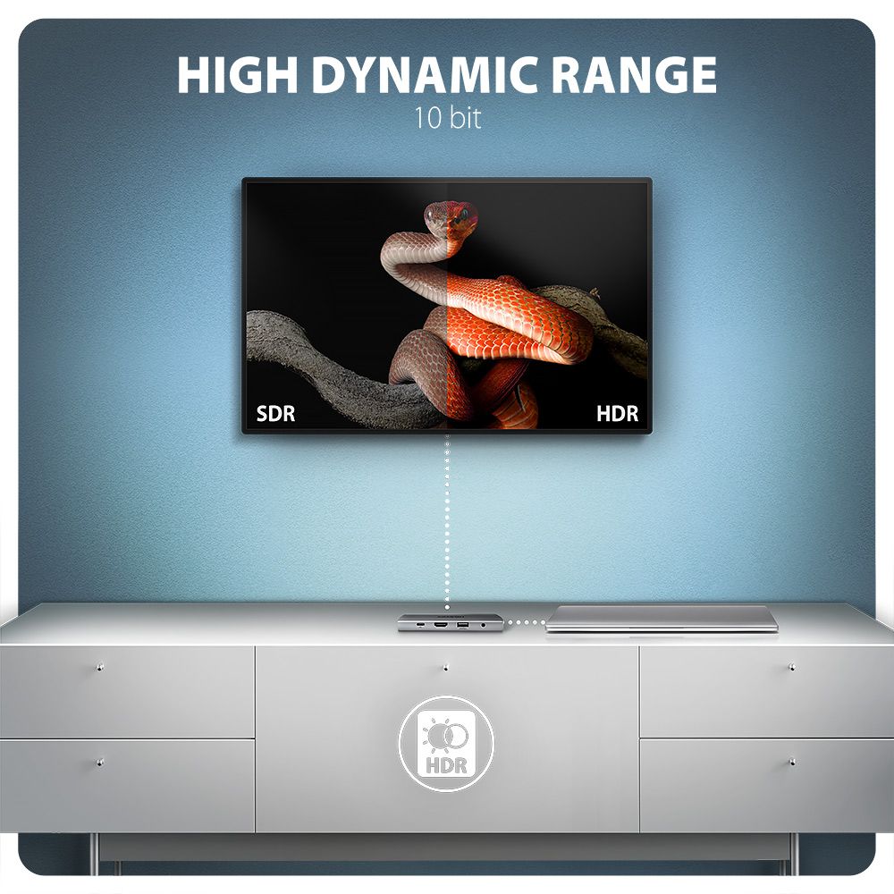 AXAGON HMC-8HLSA USB-C 5Gbps 9in1 hub Grey