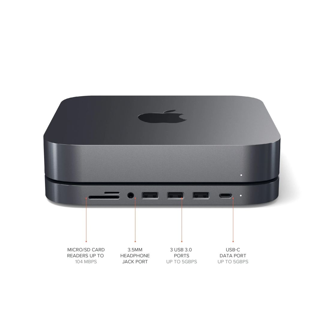 Satechi Type-C Aluminum Stand & Hub for Mac Mini Docking Staion Dark Grey