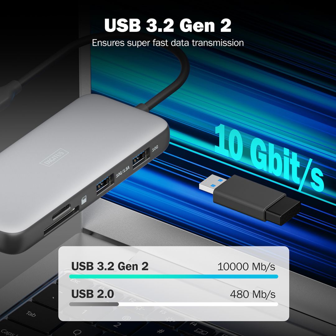 Digitus 8in1 USB-C docking station Grey