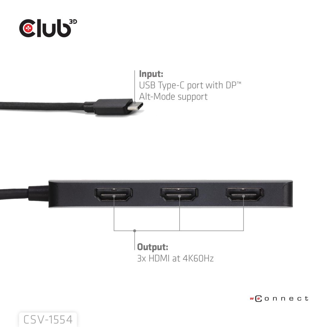 Club3D USB Type-C to Triple HDMI Docking Station Black