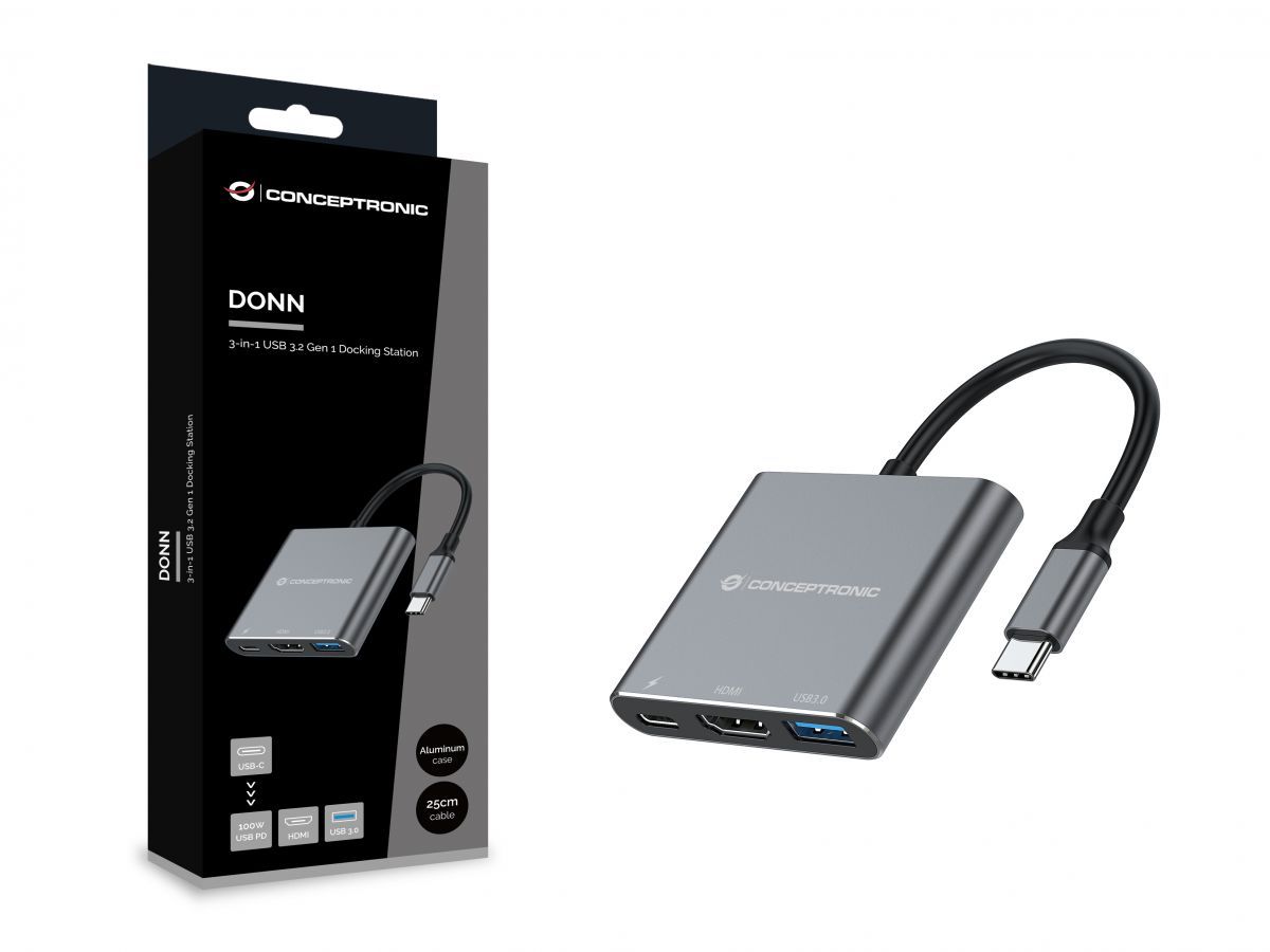 Conceptronic  DONN18G 3-in-1 USB 3.2 Gen 1 Docking Station