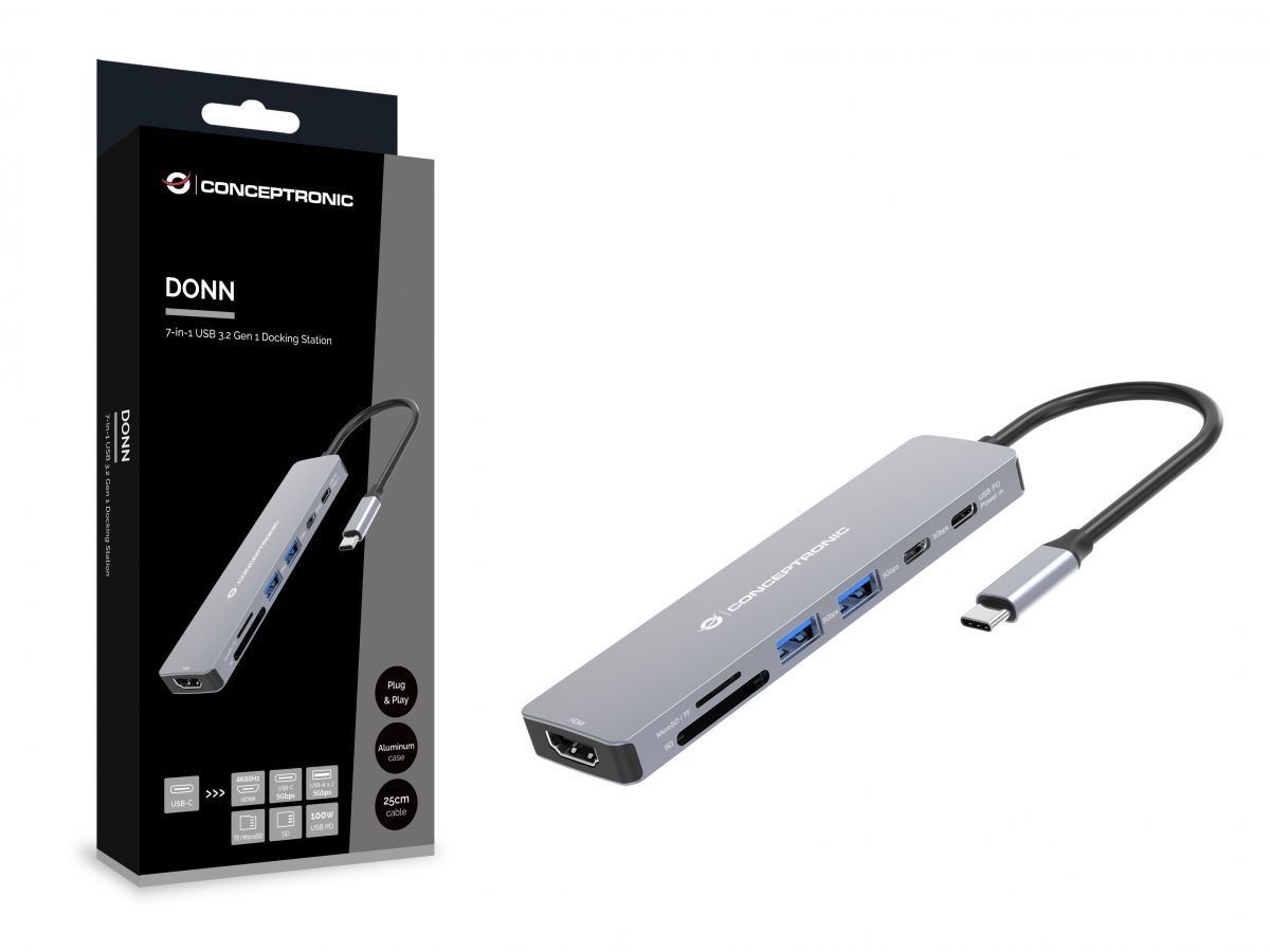 Conceptronic  DONN28G 7-in-1 USB 3.2 Gen 1 Docking Station