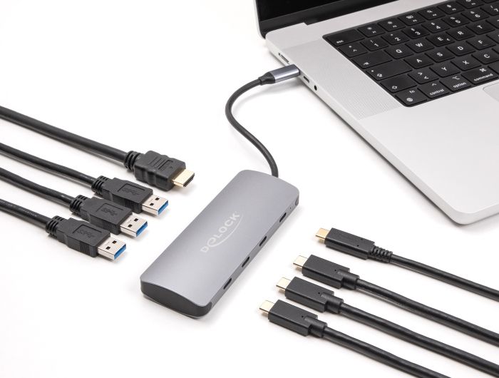 DeLock 7 Port USB 10 Gbps Hub and 4K HDMI output with USB Type-C connection and PD 3.0 90 Watt