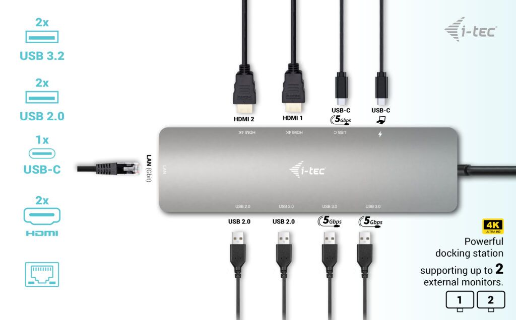 I-TEC USB-C Metal Nano 2x Display Docking Station