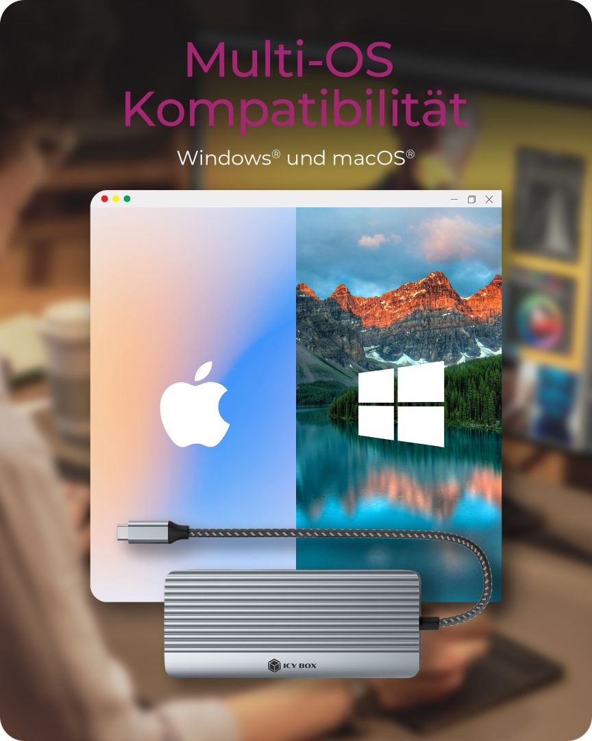 Raidsonic IcyBox IB-DK4040A-CPD USB-C Docking Station Grey