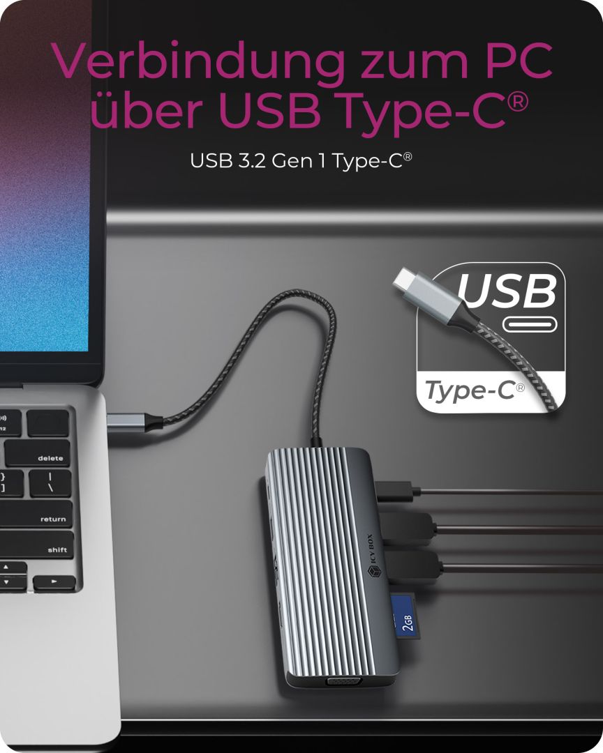 Raidsonic IcyBox IB-DK4040A-CPD USB-C Docking Station Grey
