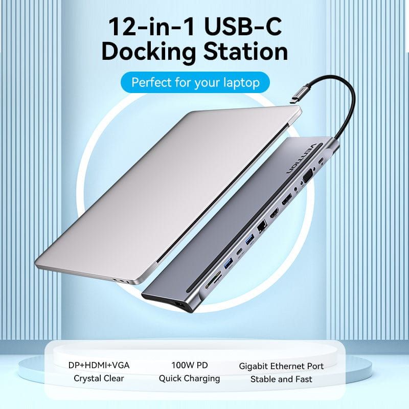 Vention Multi-function 12-in-1 USB-C Docking Station