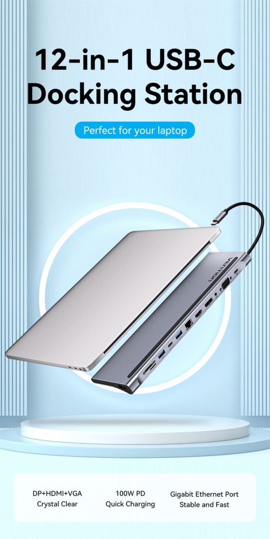 Vention Multi-function 12-in-1 USB-C Docking Station