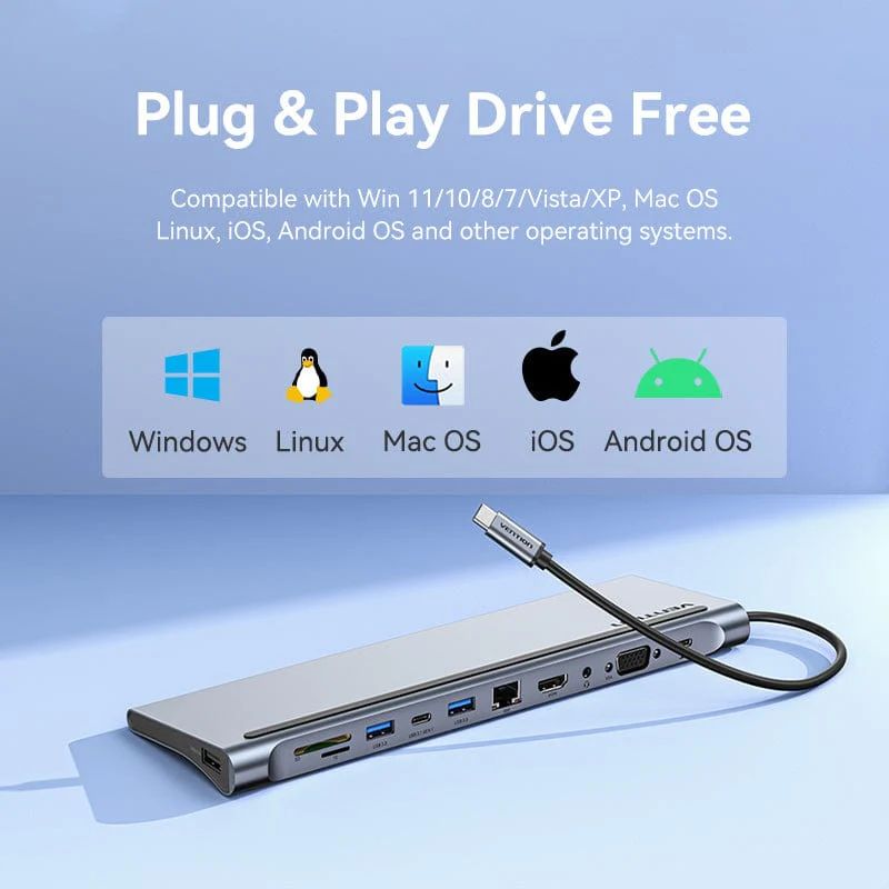 Vention Multi-function 11-in-1 USB-C Docking Station