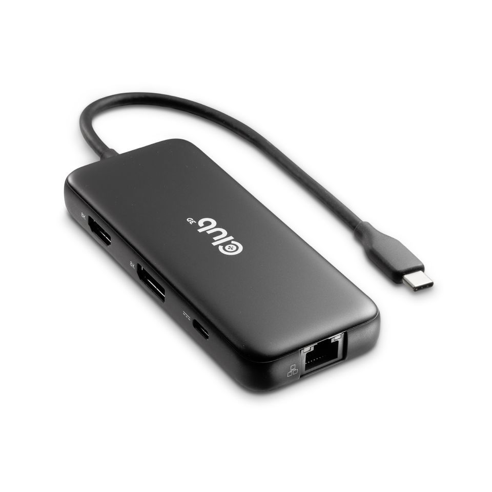 Club3D 8-1 Portable Dock USB Type-C 10Gbps to HDMI and DisplayPort 8K30Hz PD Max.100Watt