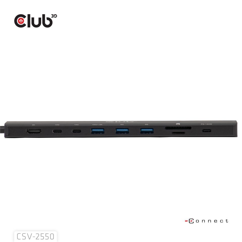 Club3D 10-1 Portable Dock USB Type-C 10Gbps to HDMI 8K30Hz PD3.1 140Watt