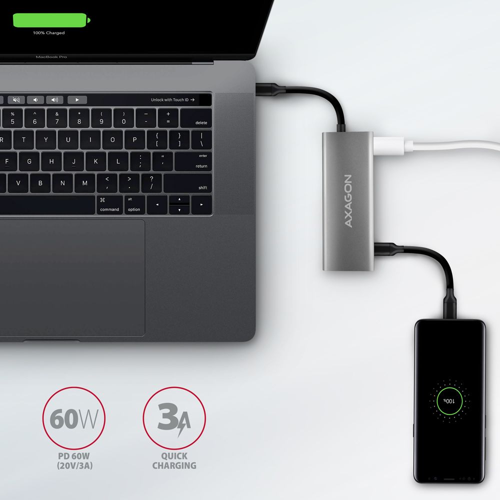 AXAGON HMC-5G21 USB-C 10Gbps SPEEDSTER 5in1 hub