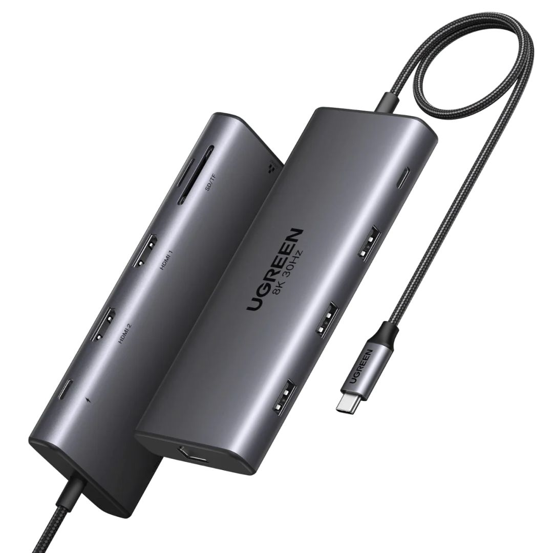UGREEN Revodok Pro 210 10-in-1 USB-C Hub (Dual HDMI 4K@60Hz, 100W PD) Grey