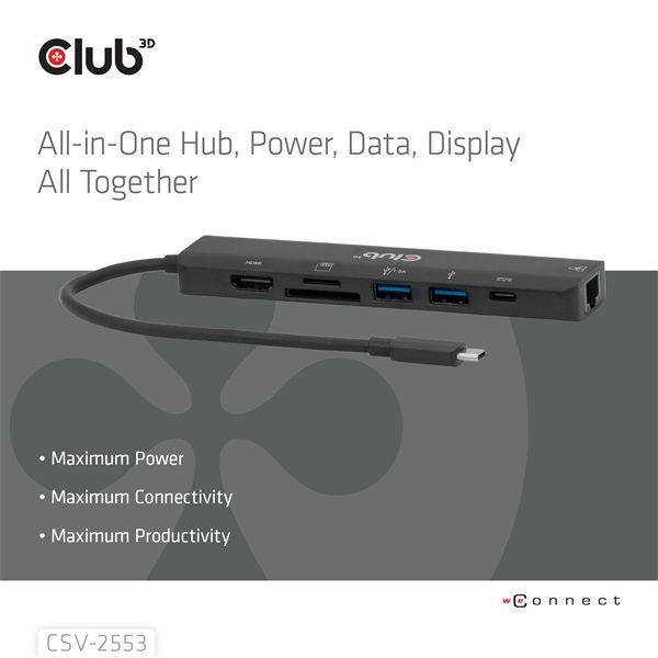 Club3D USB Type-C 7-in-1 Hub Black