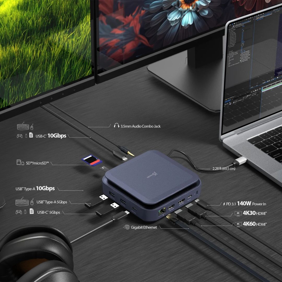 j5create Type-C Dock Dual 4K HDMI Space Grey