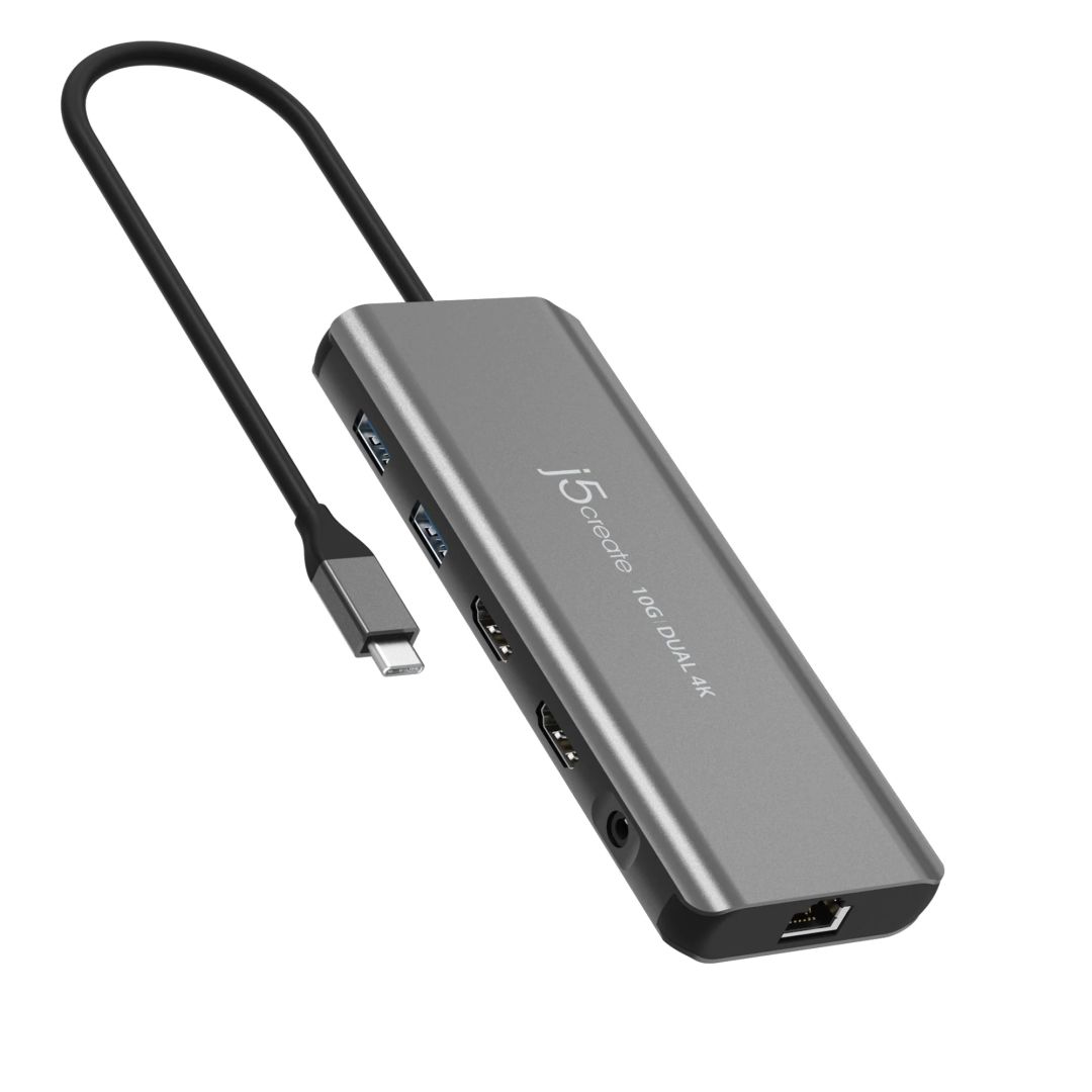 j5create USB-C Dual 4K HDMI 10Gbps Mini Dock Space Grey