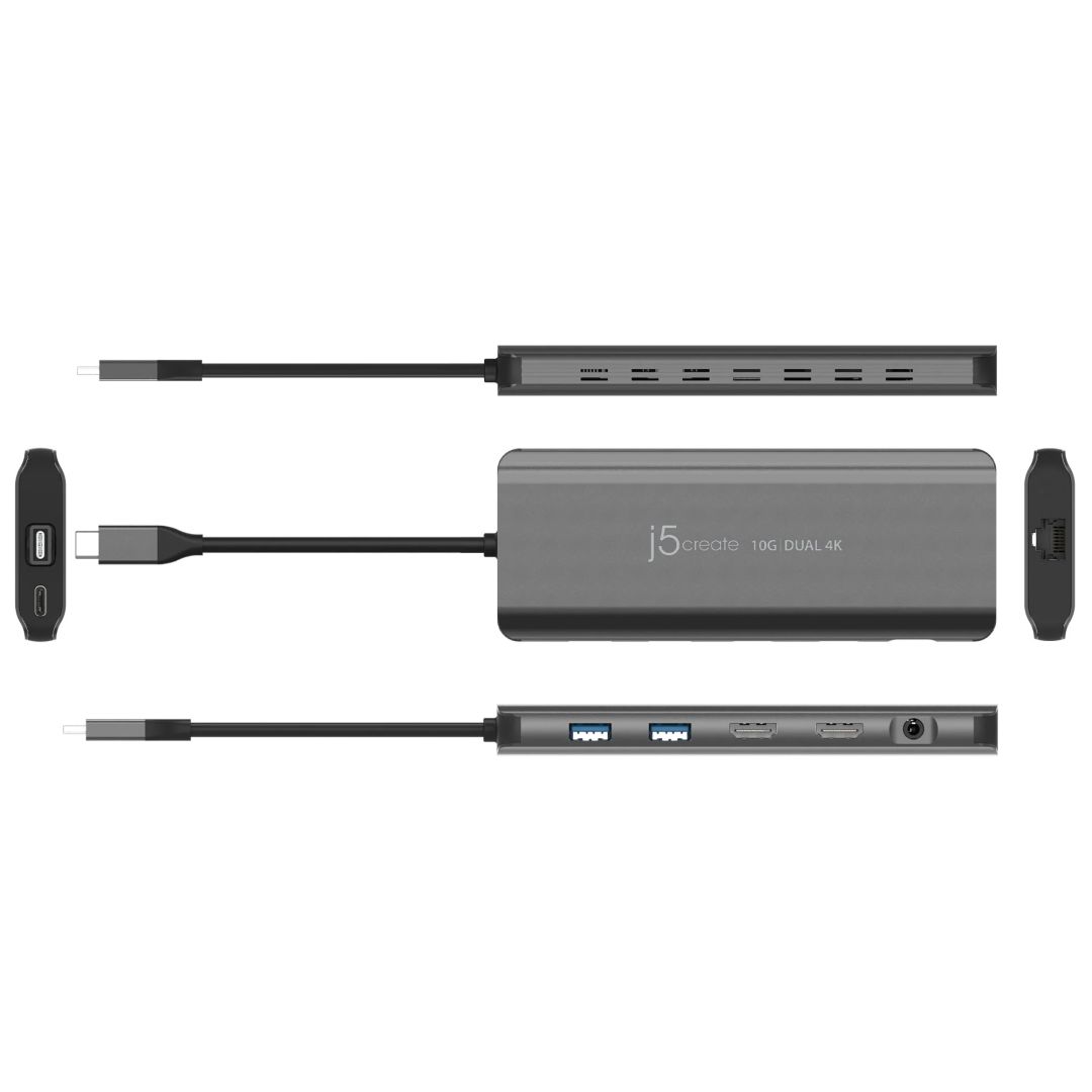 j5create USB-C Dual 4K HDMI 10Gbps Mini Dock Space Grey