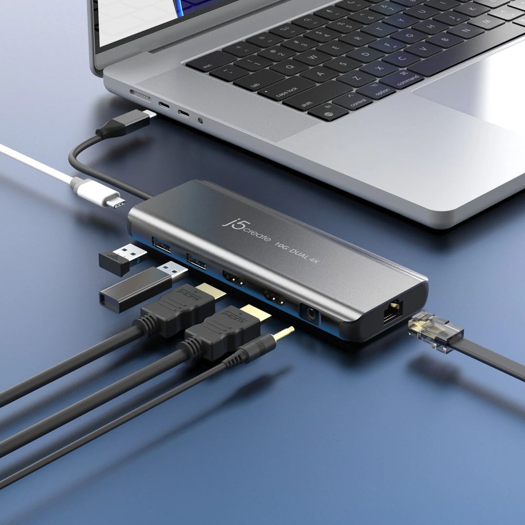 j5create USB-C Dual 4K HDMI 10Gbps Mini Dock Space Grey