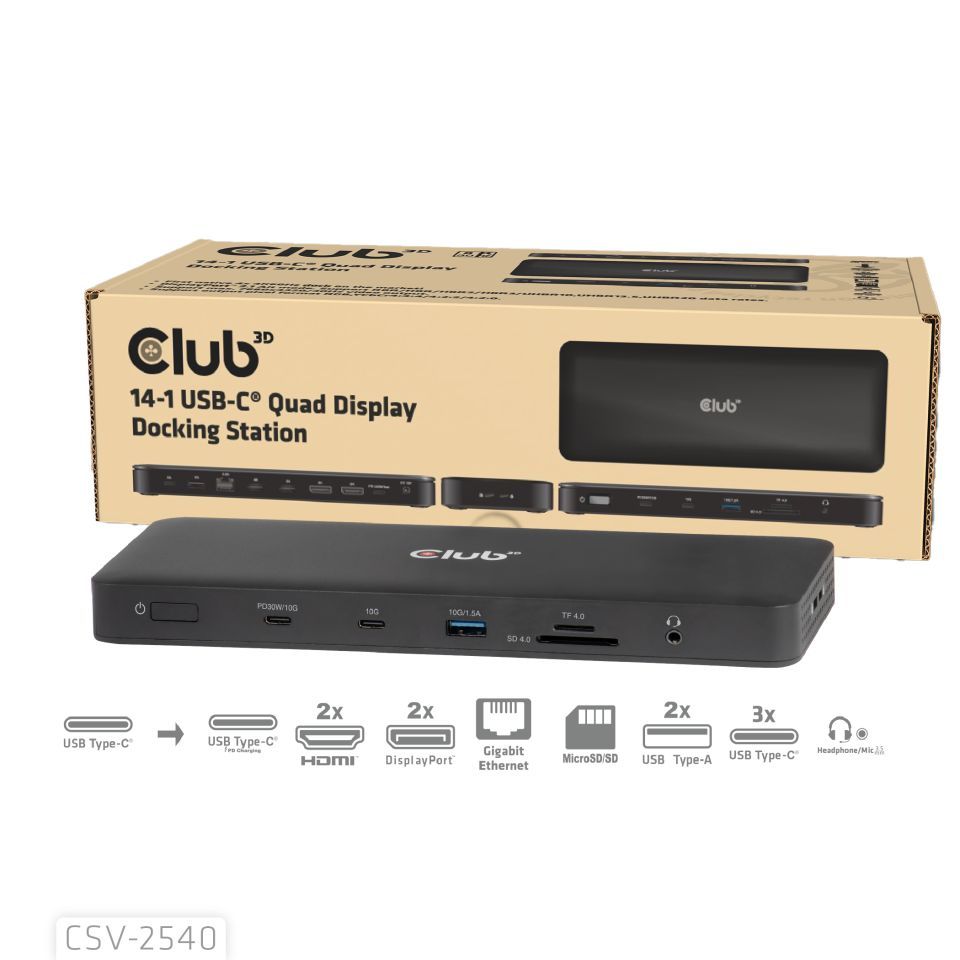 Club3D 14-1 USB-C Quad Display Docking Station