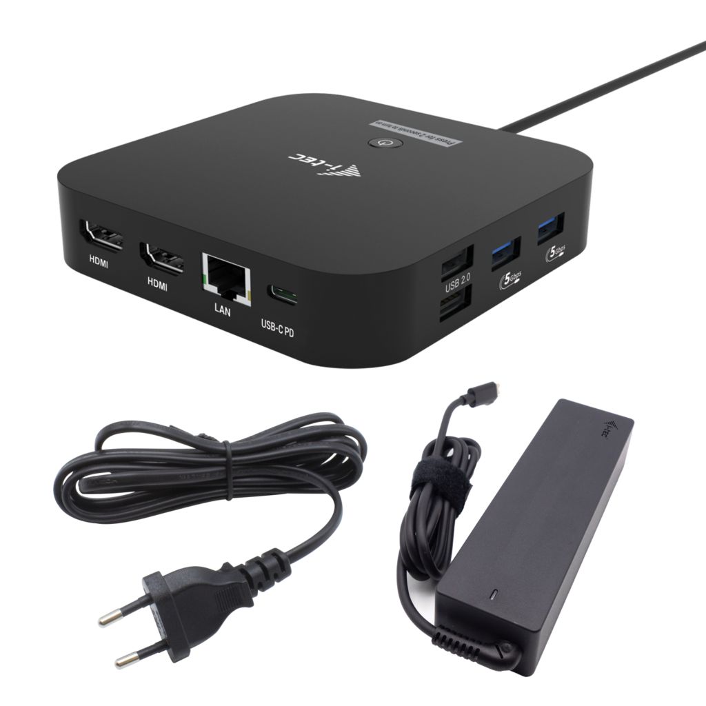 I-TEC USB-C Dual HDMI Docking Station with Power Delivery 100 W + i-tec Universal Charger 100W