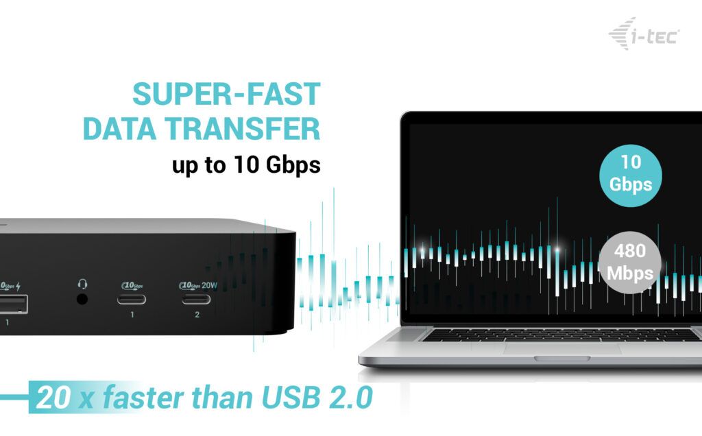 I-TEC Universal Intelligent Dual Display Docking Station + Power Delivery 100W