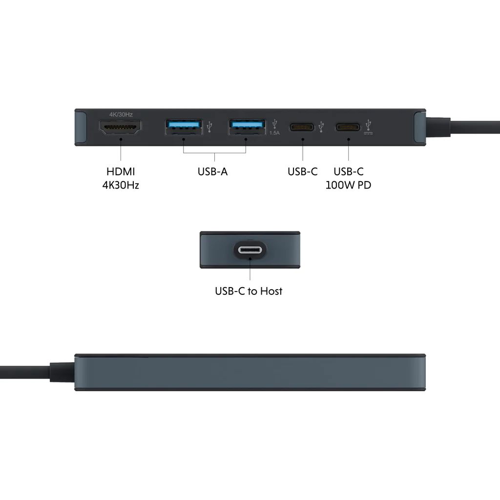 Targus HyperDrive Flex 5 Port USB-C Hub Black
