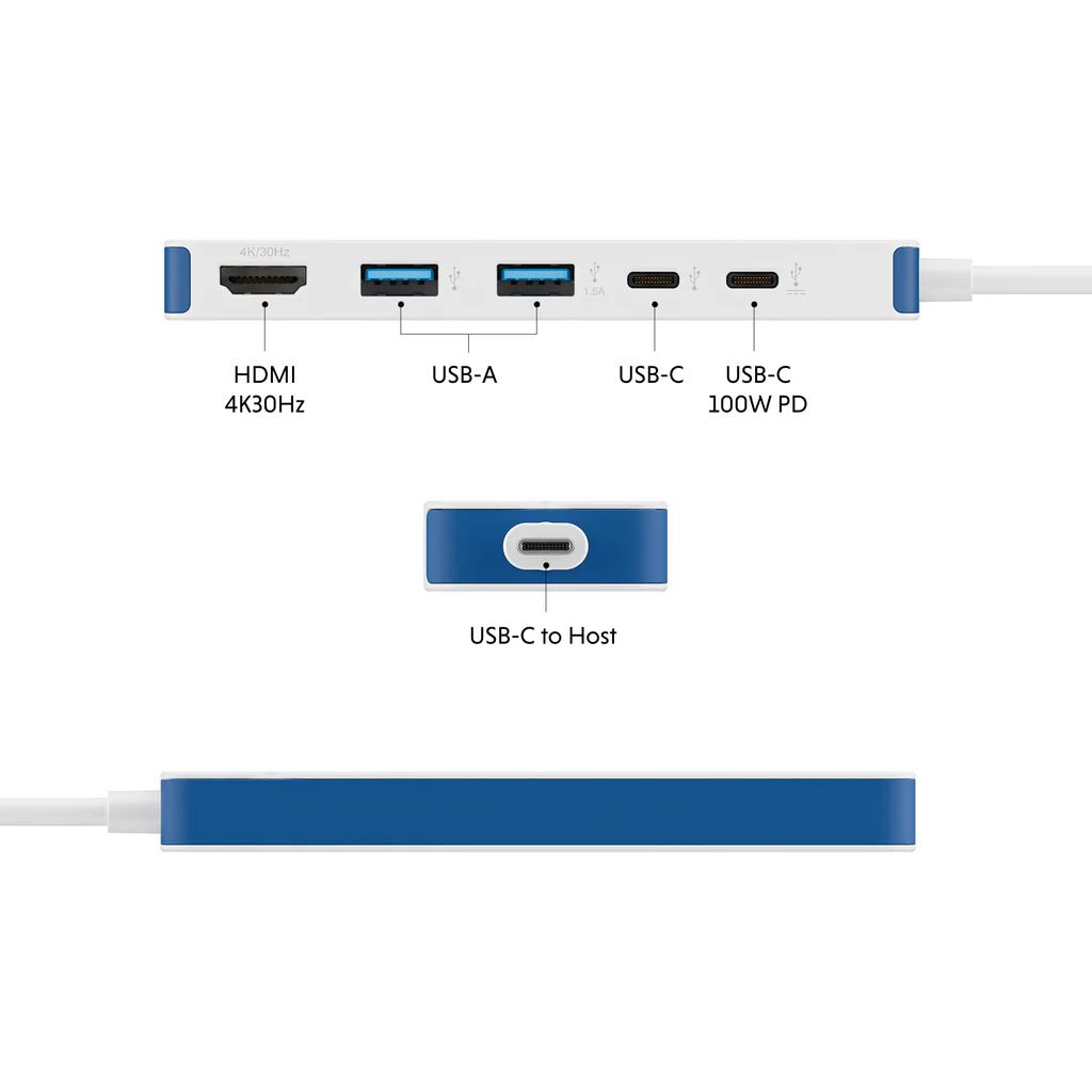 Targus HyperDrive Flex 5 Port USB-C Hub White/Blue