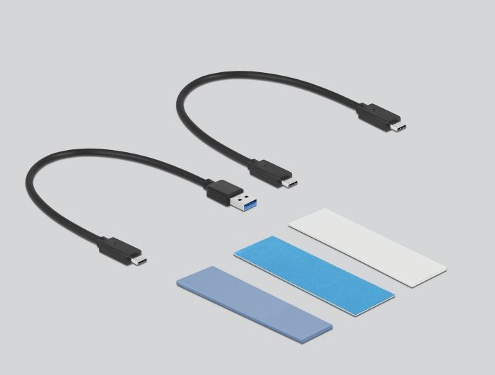 DeLock External USB Type-C Combo Enclosure for M.2 NVMe PCIe or SATA SSD - tool free