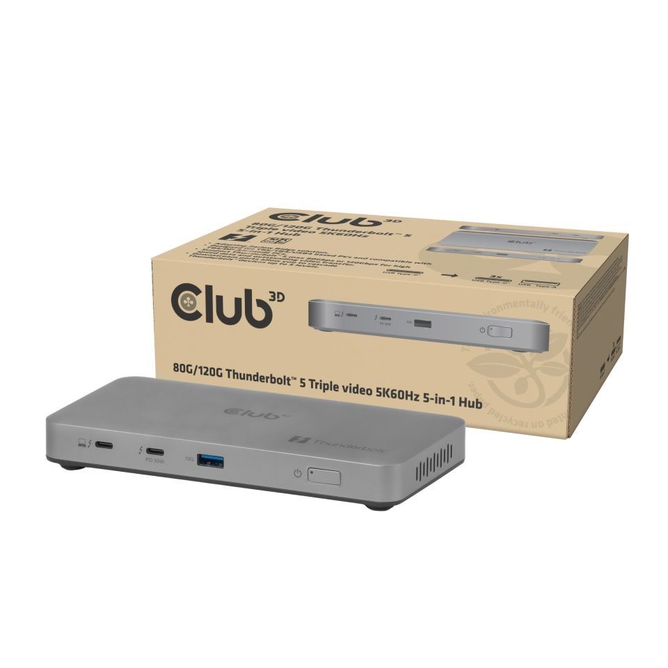 Club3D 5-1 Thunderbolt 5 Hub Triple video 5K60Hz Thunderbolt Share Certified 180W