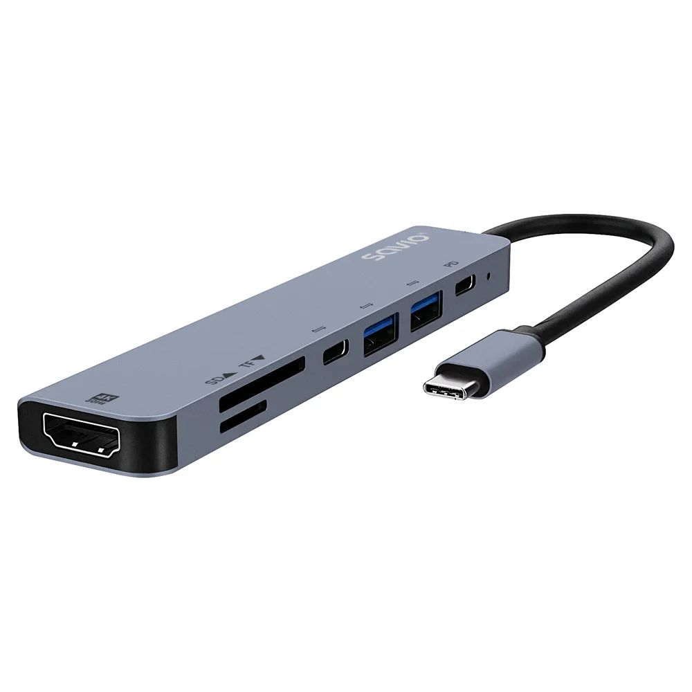 Savio AK-82 Multifunctional USB-C 7 in 1 hub Black