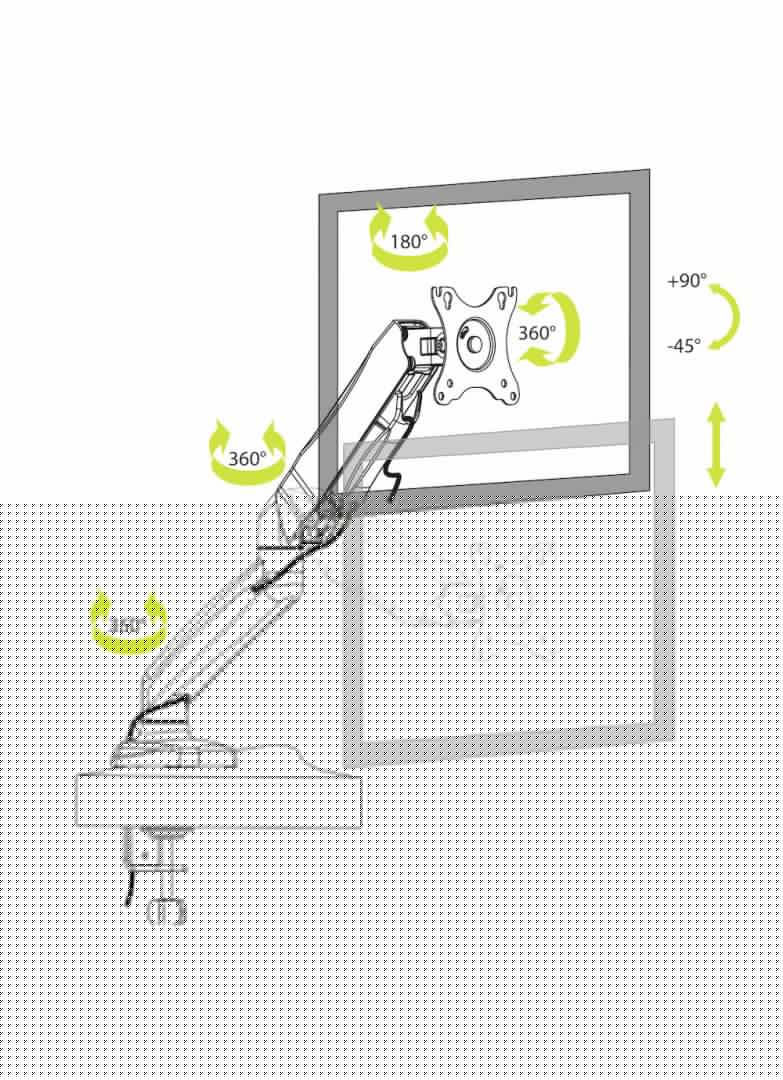 Port Designs Desk Mount Monitor Display Arm Black