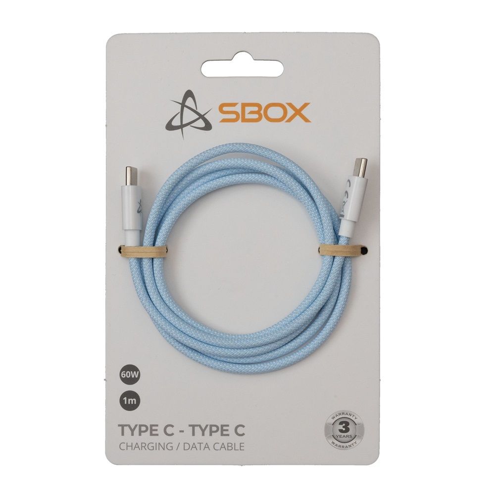 SBOX Type-C to Type-C 60W Charge and sync cable 1m Blue